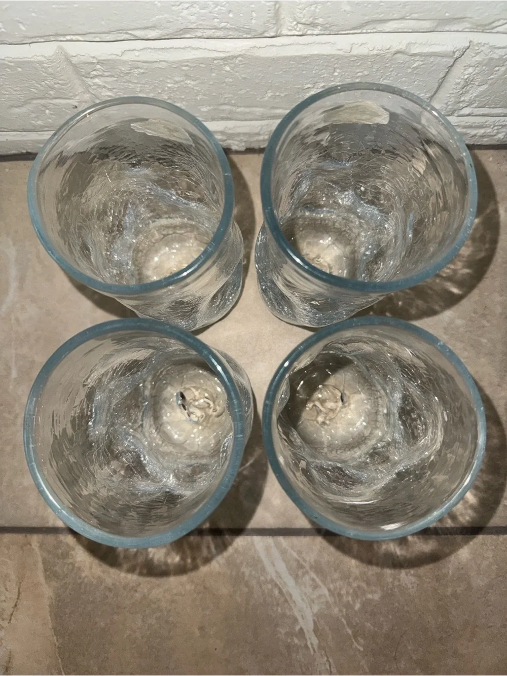 Sold Blenko Handcraft Clear Crackle Glass Tumblers - Set of 4